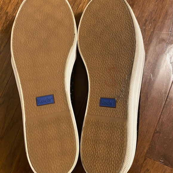 Keds X Kate Spade Double Decker Sneakers Black 8.5 Velvet Glitter Slip On Shoe - Picture 5 of 9